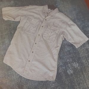 World Wide Sportsman BUTTON DOWN COLLAR Tattersall Seersucker Fishing Shirt, EUC